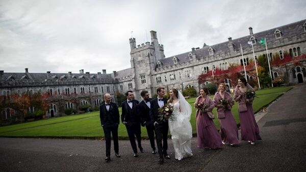 Ileana Wright and Ian Ross with their wedding party at UCC. The couple got engaged while on holiday in Lanzarote.