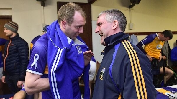 Tipperary manager Liam Sheedy with Lar Corbett before the Benefit Match between Tipperary and Kilkenny at Bishop Quinlan Park. Photo by Matt Browne/Sportsfile