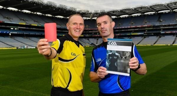 Cork referee Conor Lane, left, and Wexford referee James Owens at the Referee Development Plan launch in Croke Park yesterday. Owens said hewas worried about the impact negative comments would have on his family after he chose not to take any action against Waterford’s AustinGleeson for interfering with the helmet of Cork’s Luke Meade in last year’s All-Ireland SHC semi-final. Picture: Sam Barnes Cork referee Conor Lane, left, and Wexford referee James Owens at the Referee Development Plan launch in Croke Park yesterday. Owens said hewas worried about the impact negative comments would have on his family after he chose not to take any action against Waterford’s AustinGleeson for interfering with the helmet of Cork’s Luke Meade in last year’s All-Ireland SHC semi-final. Picture: Sam Barnes