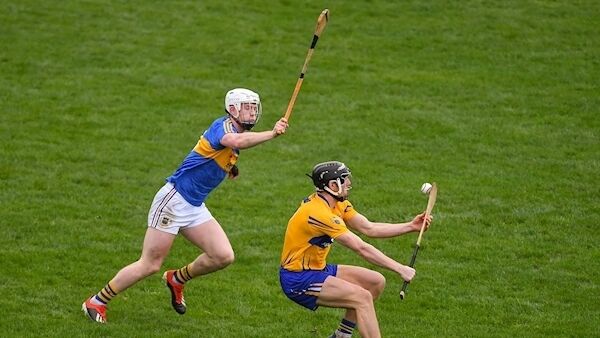 Clare’s Shane Golden takes control as Tipperary’s Michael Breen moves in to challenge in the Co-Op Superstores Munster Hurling League final eight days ago. Picture: Piaras Ó Mídheach/Sportsfile