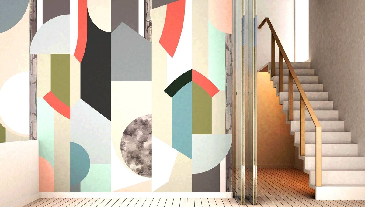 Wallpapers go Wild 4. Use full or half drops and vertical or horizontal positions to create your own wallpaper show with this Glasshouse Dawn Rise wallpaper system by Glasgow design