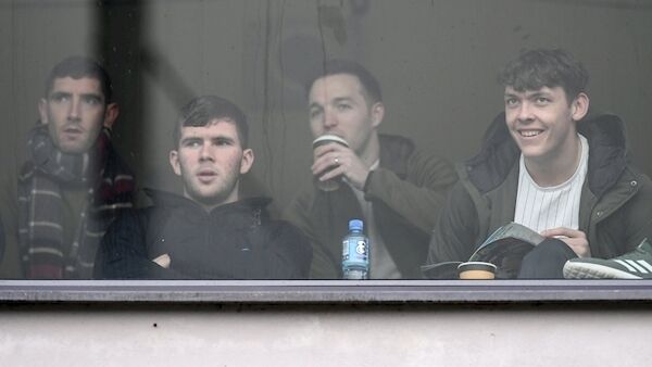 Kerry players, from left, Killian Young, Kevin McCarthy, recently retired Darran O'Sullivan and David Clifford watch on at Fitzgerald Stadium. Photo by Stephen McCarthy/Sportsfile