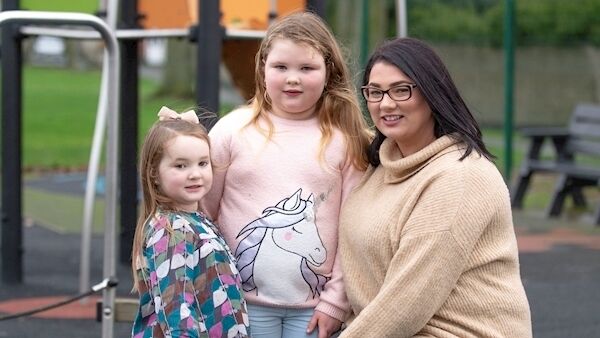 Becky Durnin, 30, from Dunleer, Co Louth, with her two daughters Saoirse, 4, and Trinity, 6. Picture: Ciara Wilkinson