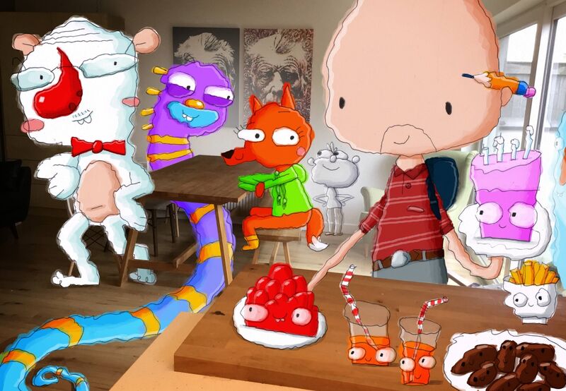 Gary Gill created his very unique self-portrait for ‘Weekend’: “Every day off Gilly loves to make the silly things in his head – cocktail ‘sausys’ and cake.”