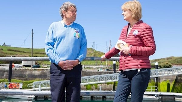 Deirdre Clune MEP pictured with Cape Clear resident Ted Ó Drisceoil while visiting Cape Clear Island