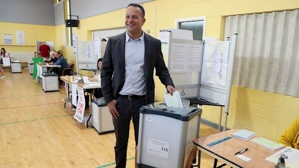 Taoiseach Leo Varadkar casts his vote at Scoil Thomais, Castleknock, Dublin, as people across the Republic of Ireland go to the polls to vote in the European and local elections along with the referendum on Ireland's divorce laws. (Brian Lawless/PA Wire)