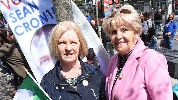 Army supporters Ann Ryan and Rita Scott awareness campaign to Cork.attending the march