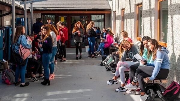 Junior Cert students in Schull, West Cork waited patiently for their first exam to start. Picture: Andy Gibson.