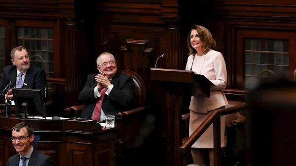 Nancy Pelosi delivered an address in Leinster House this afternoon. Picture: Maxwell Photography/PA Wire