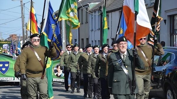 Saoradh members marching today in Cork. Photo: Michael Mac Sweeney/Provision.