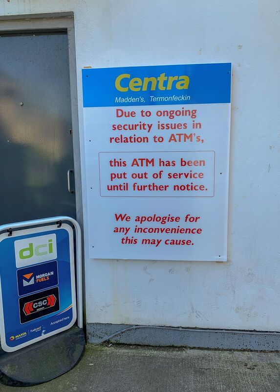 The sign outside Madden's Centra. Photo: Ciara Wilkinson.
