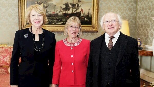 President Michael D Higgins and Sabina Higgins with Sally O'Neill in Áras An Uachtarain, Dublin on Thursday 26 March 2015. Picture Credit: Maxwell’s Picture Agency. President Michael D Higgins and Sabina Higgins with Sally O'Neill in Áras An Uachtarain, Dublin on Thursday 26 March 2015. Picture Credit: Maxwell’s Picture Agency.