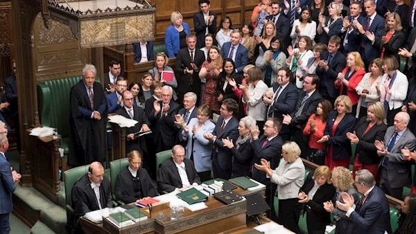 MPs applauding the Speaker of the House of Commons John Bercow in the House of Commons today.