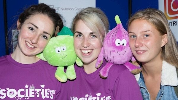 Avril O'Driscoll, Karrie McCarthy and Nadine Hayden from the Nutrition Society at the Cork Institute of Technology Societies Day in the Bishopstown Campus. Pic Darragh Kane