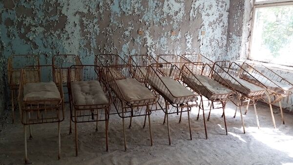 A nursery in the ruins of Pripyat