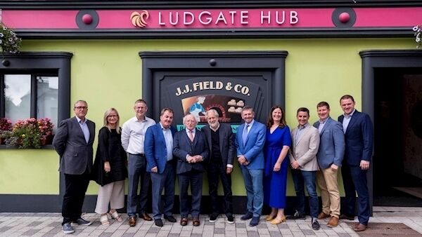 President Michael D Higgins and film-maker David Puttnam with Adrienne Harrington and the board members of the Hub. President Michael D Higgins and film-maker David Puttnam with Adrienne Harrington and the board members of the Hub.