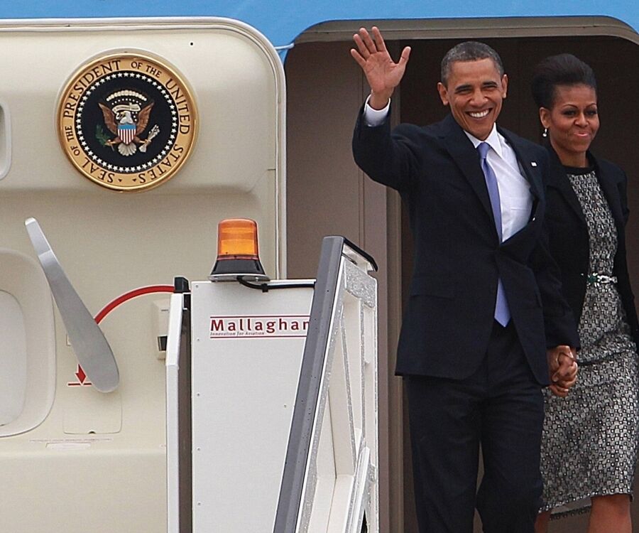 Barack and Michelle Obama arrive in Ireland in 2011.
