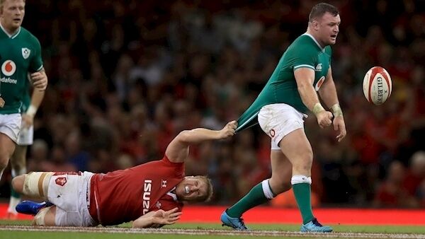 Wales' Bradley Davies can't stop Dave Kilcoyne offloading the ball. Photo: Adam Davy/PA Wales' Bradley Davies can't stop Dave Kilcoyne offloading the ball. Photo: Adam Davy/PA