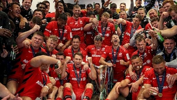Saracens celebrate in the dressing room after the game. Credit ©INPHO/Dan Sheridan Saracens celebrate in the dressing room after the game. Credit ©INPHO/Dan Sheridan