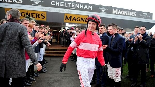 Jockey Noel Fehily gets a guard of honour to mark his retirement from the saddle. Photo: Healy Racing.