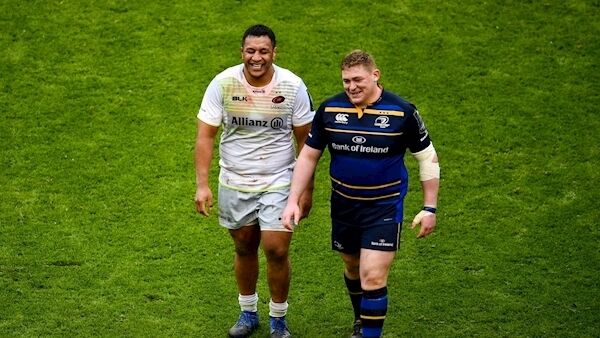 Saracens’ Mako Vunipola and Leinster’s Tadhg Furlong following the Champions Cup quarter-final at the Aviva Stadium, last year. Picture: Sam Barnes Saracens’ Mako Vunipola and Leinster’s Tadhg Furlong following the Champions Cup quarter-final at the Aviva Stadium, last year. Picture: Sam Barnes