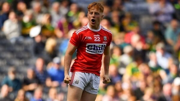 Ryan O’Donovan of Cork celebrates scoring his side's third goal. Photo by Piaras Ó Mídheach/Sportsfile