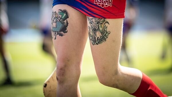 Katrina Terry, Camogie Collective Warriors, has some distinctive tattoos. Picture: Morgan Treacy/inpho