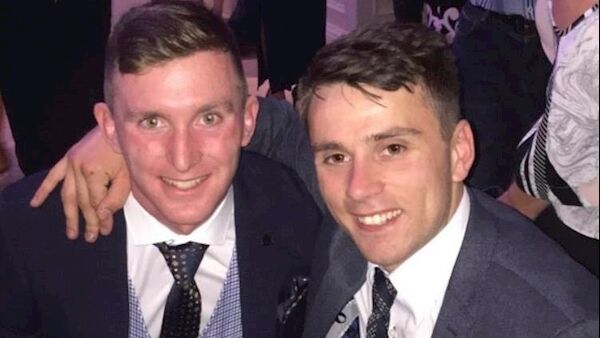 Seamus Kennedy and Jamie Wall at the post-match banquet at the Clayton Hotel Burlington Road.