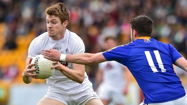Kevin Feely of Kildare in action against Barry McKeon of Longford during Leinster GAA Football Senior Championship Quarter-Final Replay match between Longford and Kildare at Bord na Mona O'Connor Park in Tulamore, Offaly. Photo by Matt Browne/Sportsfile