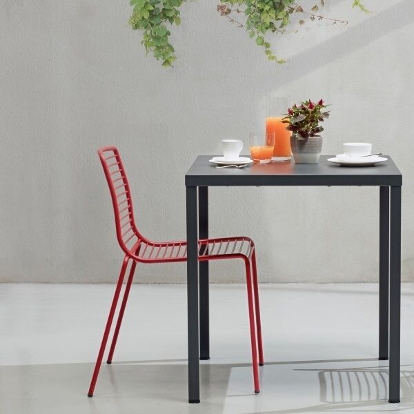 Designed and made in Italy, the stackable line chair is made of tubular steel and comes powder coated in four brights including brick red, willow green, light blue and classic white. Work these contemporary cheery colours inside or outside your home. Available and in store, €339 for a set of two from Meadows & Byrne. www.meadowsandbyrne.com.