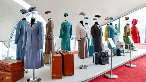 Uniforms donated by former TWA crew. The current TWA uniform at the hotel has been fashioned by designer Stan Herman who tailored early designs for TWA crews in the 1970s Uniforms donated by former TWA crew. The current TWA uniform at the hotel has been fashioned by designer Stan Herman who tailored early designs for TWA crews in the 1970s