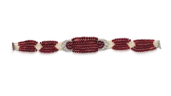 The Patiala ruby choker, Cartier, Paris, 1931, from the collection of Maharaja Bhupinder Singh of Patiala.