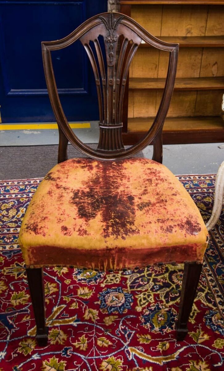 One of a set of 12 Hepplewhite dining chair