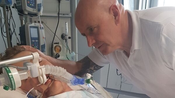 Odi pictured in hospital with his uncle Paul Coburn. Odi pictured in hospital with his uncle Paul Coburn.