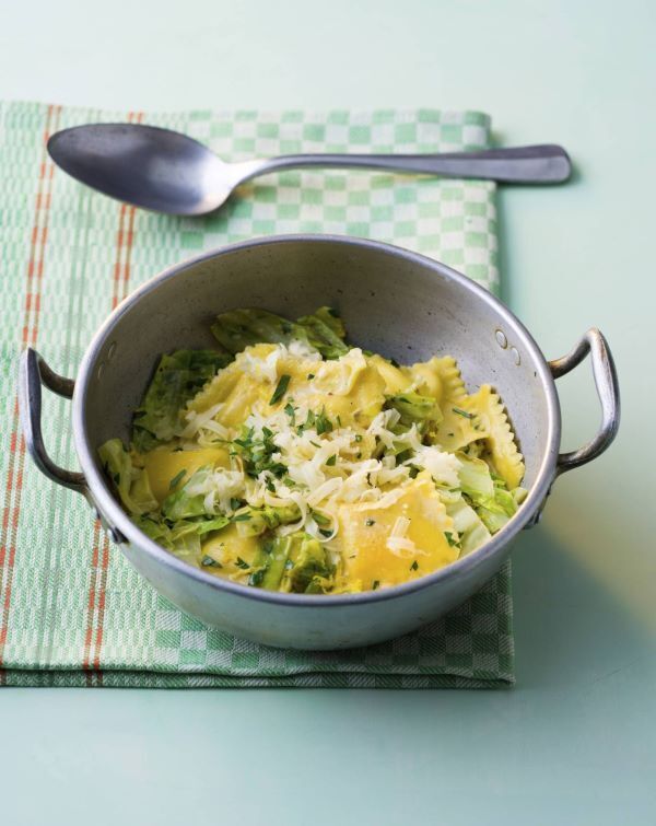 One List Five Meals: Ravioli with Savoy Cabbage and Nutmeg