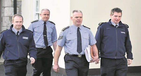 Garda Peter Moore, Garda Bobby Sheehy, Sgt Ray Coughlan, and Garda David Fleming at the inquest in Midleton court house. Garda Peter Moore, Garda Bobby Sheehy, Sgt Ray Coughlan, and Garda David Fleming at the inquest in Midleton court house.