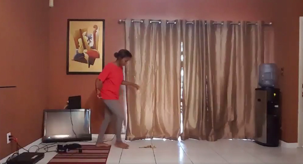 Kids test banana peels for slipperiness -by slipping on them