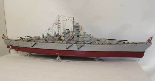 Five large model ships, all built in Cork, are in the Lynes & Lynes sale on July 16. They include the Titanic, the Lusitania, and (above) the famous German WWII battleship, the Bismarck.