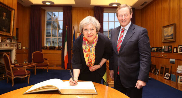 Taoiseach Enda Kenny with British Prime Minister Theresa May during their meeting at Government buildings. Picture: Chris Bellew Taoiseach Enda Kenny with British Prime Minister Theresa May during their meeting at Government buildings. Picture: Chris Bellew