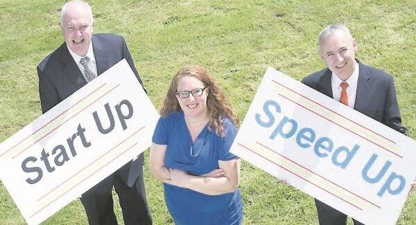 Leigh Gillen, events manager Cork Chamber, Diarmuid Lynch, Bank of Ireland SOuth Mall, Derek Horgan, Bank of Ireland Patrick Street, launching the Speed-Up Start-Up speed networking even to take place during Start-up Gathering Week. Leigh Gillen, events manager Cork Chamber, Diarmuid Lynch, Bank of Ireland SOuth Mall, Derek Horgan, Bank of Ireland Patrick Street, launching the Speed-Up Start-Up speed networking even to take place during Start-up Gathering Week.