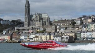 Watch as the Vector power race boat roars around Cork harbour ahead of Venture Cup