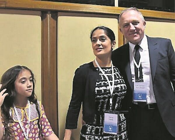 Hayek with her husband Francoic-Henri Pinault and their daughter Valentina on a recent visit to the Vatican where they met Pope Francis. Hayek with her husband Francoic-Henri Pinault and their daughter Valentina on a recent visit to the Vatican where they met Pope Francis.