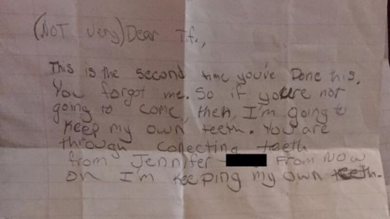 This snarky letter from a nine-year-old to the Tooth Fairy is gold