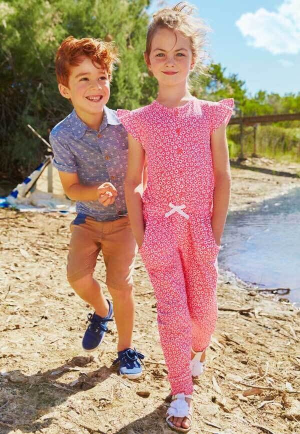 COOL CUTS: Printed jumpsuit, €13; chino shorts, €10; anchor shirt, €10, all from Heatons Spring Summer ’16 Kids Collection. COOL CUTS: Printed jumpsuit, €13; chino shorts, €10; anchor shirt, €10, all from Heatons Spring Summer ’16 Kids Collection.