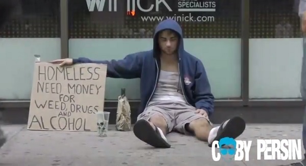 VIDEO: Would you give money to a homeless father or a homeless drunk?
