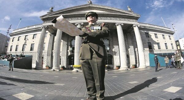 The 1916 Proclamation readout at the GPO by Captain Peter Kelleher during the recent centenary commemorations.
