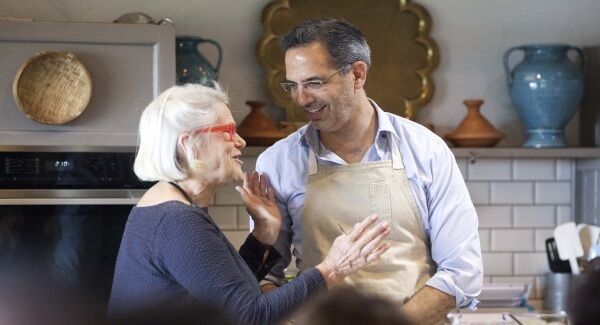 Darina Allen and Ottonlenghi pictured during a cooking demonsration at The 4th annual Kerrygold Ballymaloe LitFest. Pic: Clare Keogh