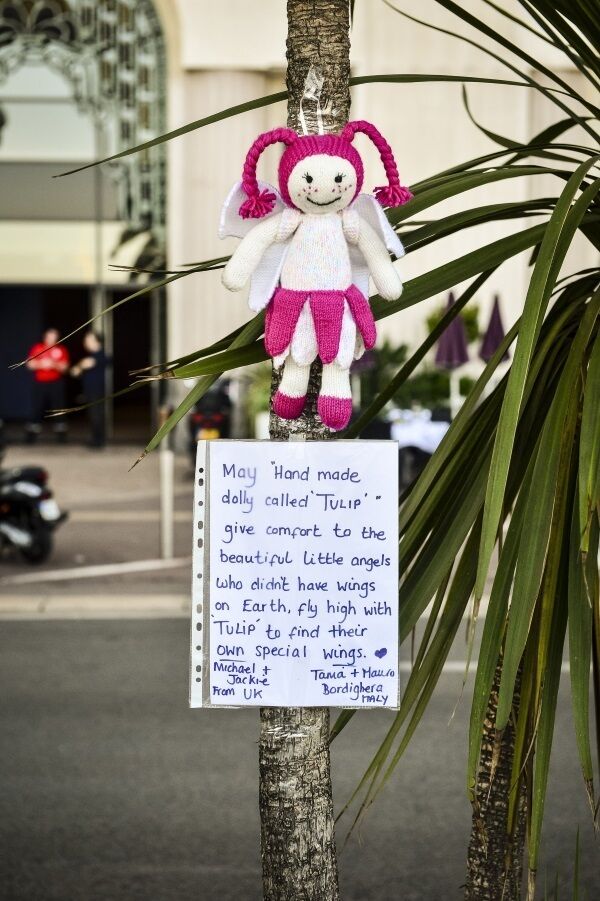 A tribute placed on the Promenade des Anglais, Nice. Pic: Ben Birchall/PA
