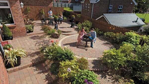 Tobermore Tegula Heather and Circle heather with step risers also in heather.