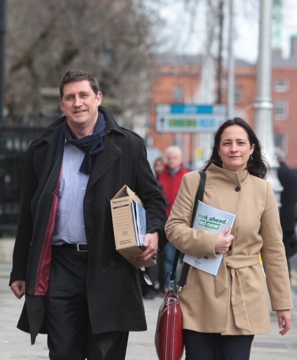 Eamon Ryan and Catherine Martin of the Green Party, which gave an initial glance at the negotiations on forming a government, before bowing out.